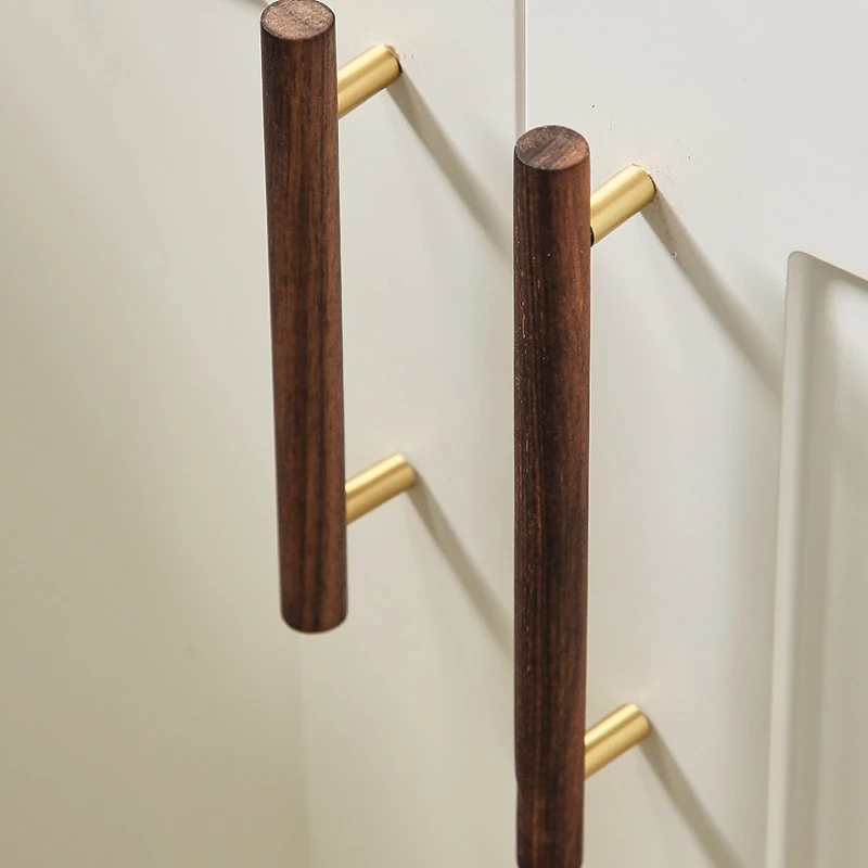 مقابض ومقابض خزائن خشبية حديثة وبسيطة ومضادة للتكسير ومضادة للأكسدة ومقابض أثاث من خشب الجوز والنحاس #6