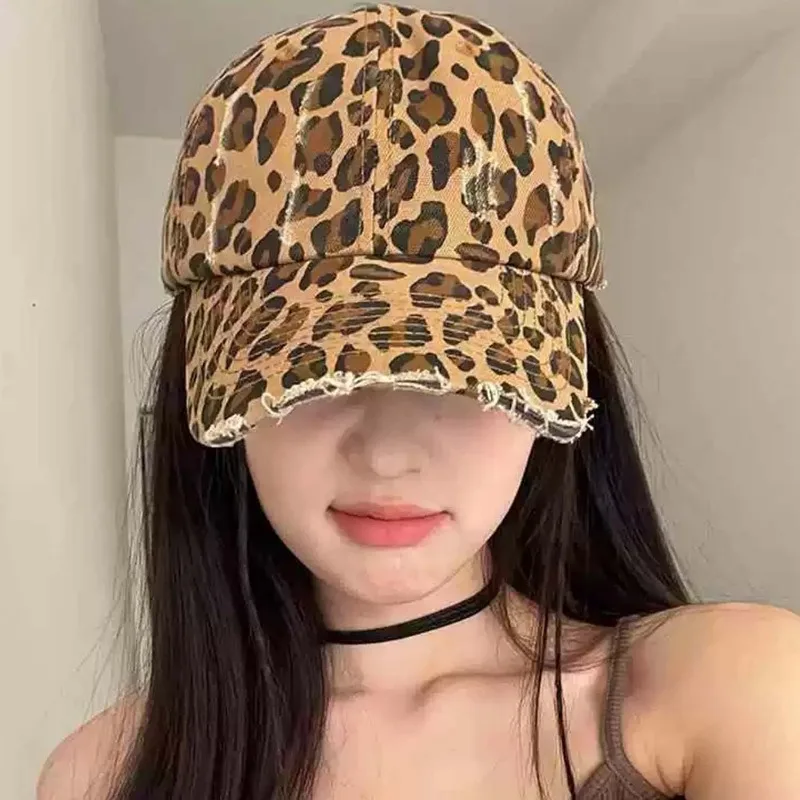 

Leopard Print Baseball Hats Winter Women Men Y2K Vintage Hip Hop Adjustable Caps Casual Outdoor Sunscreen Hats Fashion Accessory