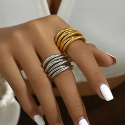 Multi layered Adjustable Vintage Rings Simplicity Hollow out Open Copper Ring For Women Fashion Party Accessories Jewels Gift