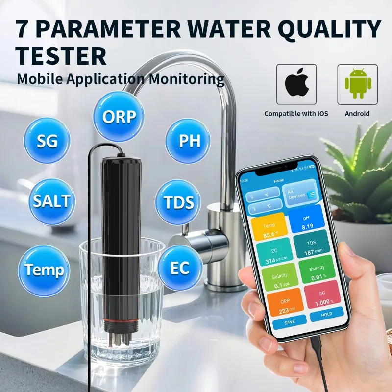 Surprise Price 7 in 1 TDS Test Pen High Precision Ph/TDS/EC/Salt/Temperature/ORP/S. G Water Tester Swimming Pool Salinity Meter