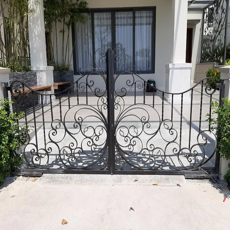 Customization 2025 Courtyard Wrought Iron Gate New Model Front Fence and Gates Unique Wrought Iron Gate Designs