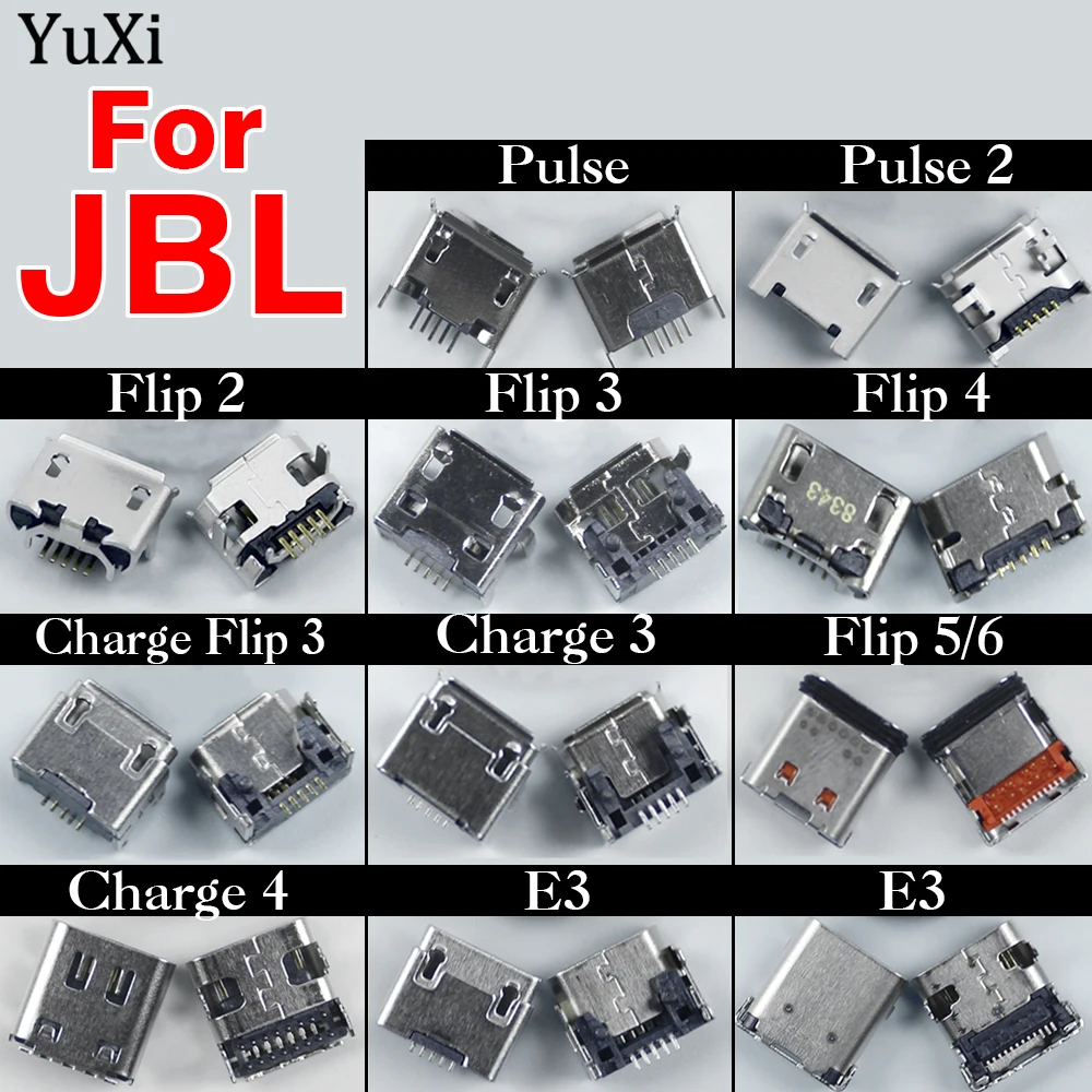 5Pcs Micro Type-C USB Charging Port For JBL E3 Charge3 Flip3 Flip5/6 Pulse 2 Bluetooth Speaker USB Connector Dock Jack Socket