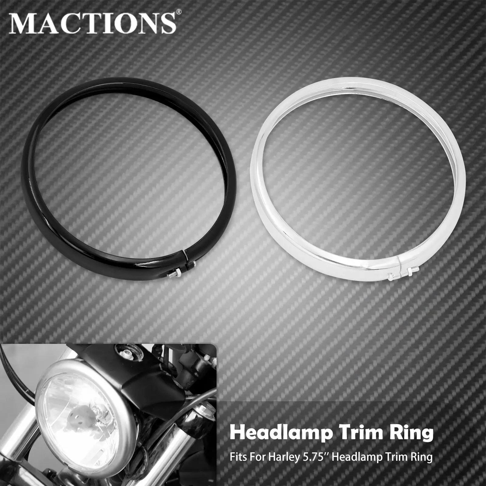 

Motorcycle Black/Chrome 5.75'' Headlight Headlamp Trim Ring For Harley Softail Street Bob Low Rider Standard FXBB FXST 2018-Up