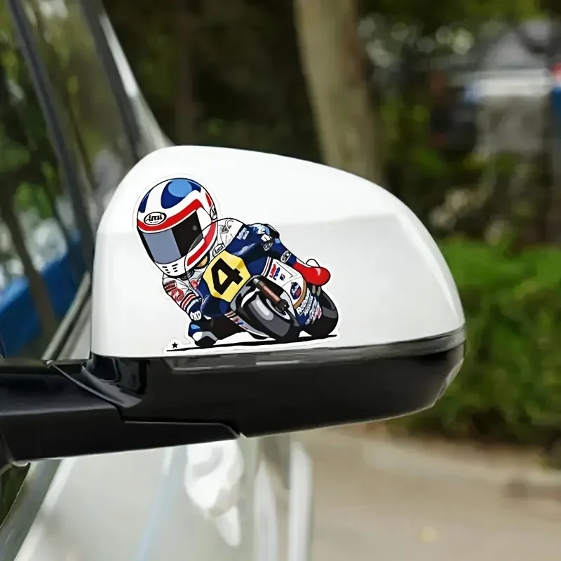 

Decorative Decal For Car & Laptop Accessories Cartoon Motorcycle Rider Sticker (White/Blue/Red/Yellow Design)