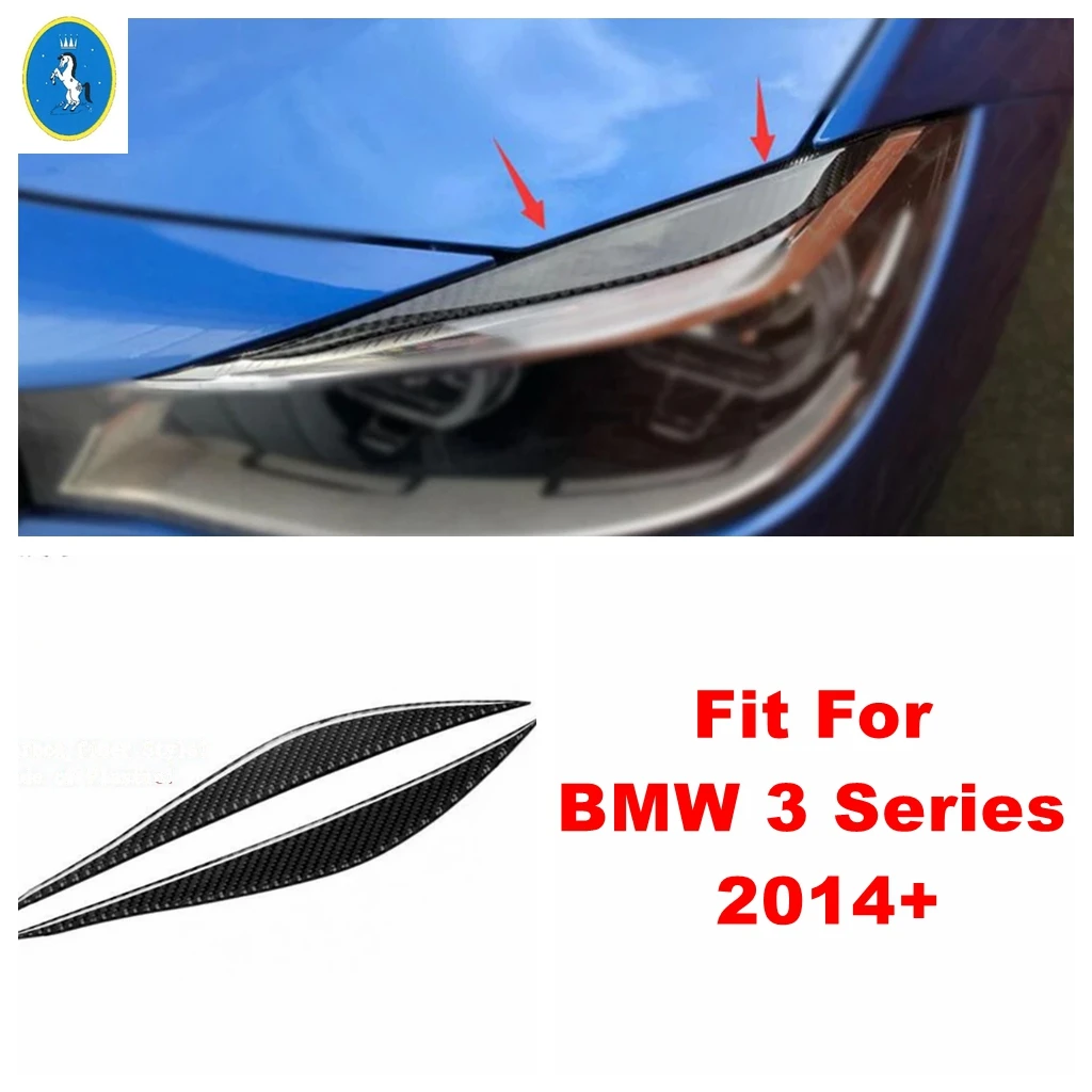 

For BMW 3 Series 2014 2015 2016 2017 ABS Auto Front Head Light Lamp Eyelid Eyebrow Stripes Accessories Cover Trim Carbon Fiber