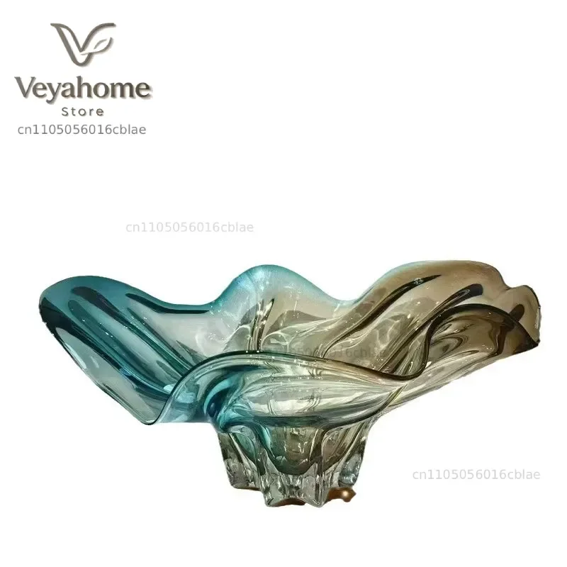 Light luxury modern thick glazed fruit plate living room coffee table dining table creative glazed storage plate ornament