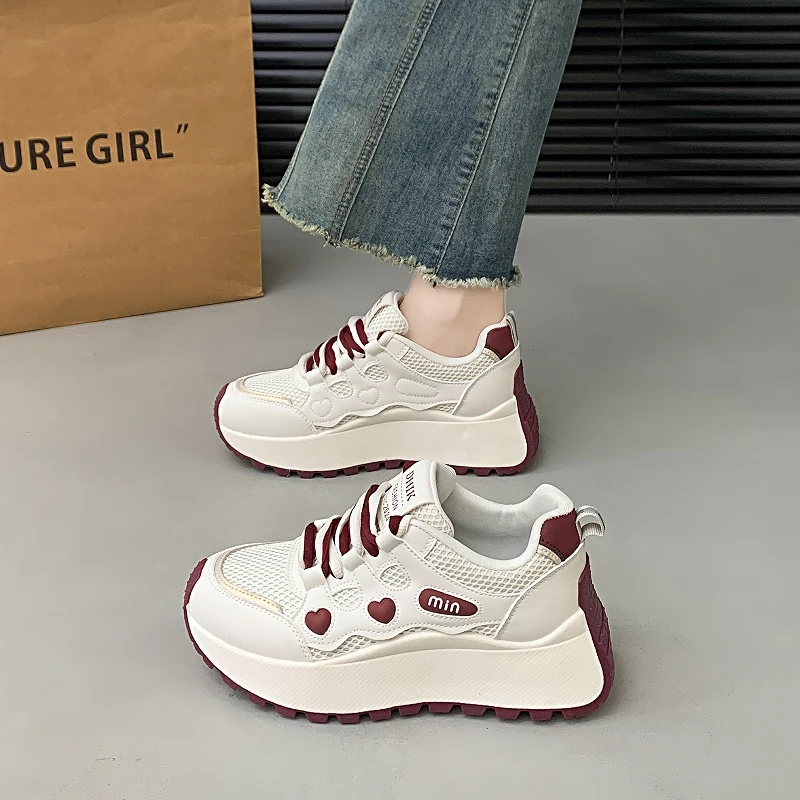 

Breathable Mesh Platform Sneakers for Women 4.5cm Thick Sole Comfortable Walking Shoes Non Slip Fashion Athletic Footwear