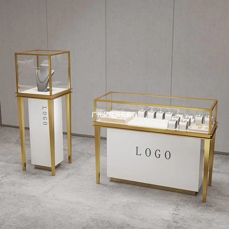 Customized. Stainless Steel Jewelry Display Cabinet High-Grade Curved Curved Glass Showcase Ornament Glasses Watch Counter