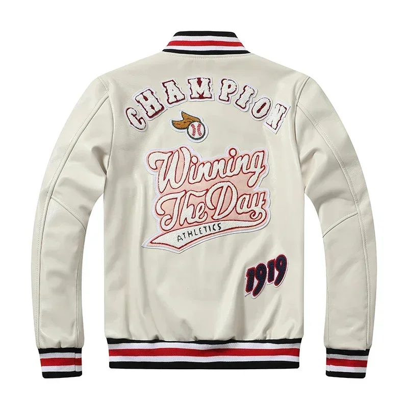 Copersian Cow Letter Flocking Embroidered Jacket Motorcycle Baseball Uniform Hiphop Leather Dropshipping