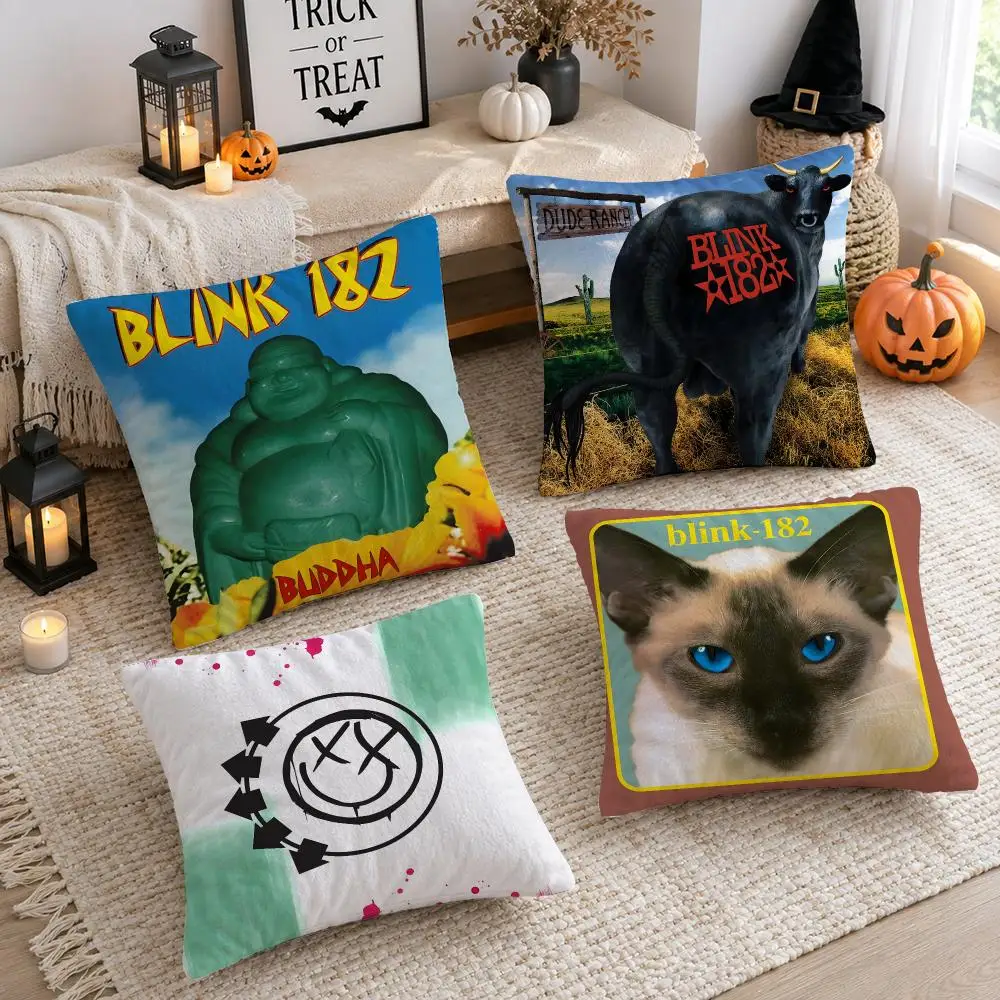 Rock Band B-Blink 182 Cushion Cover Plush Decorative Pillow Case With Hidden Zipper Cutecore Room Decor For Home