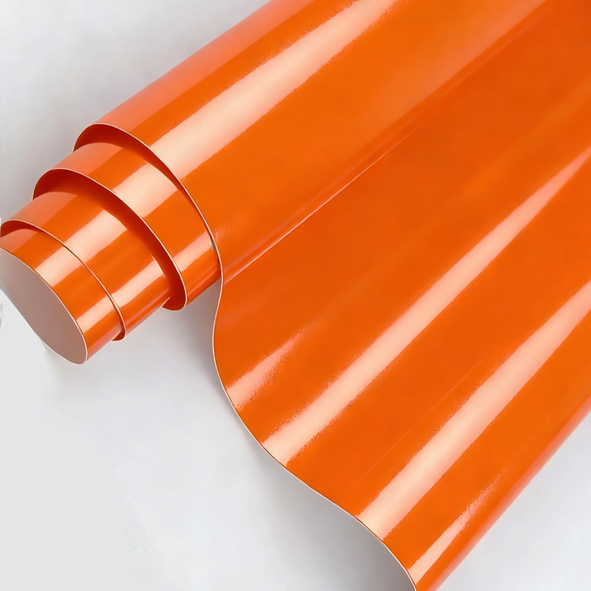Klassische Glänzende Orange PVC-Vinylfolie Selbstklebende Auto- und Motorrad-DIY-Aufkleber mit Luftkanälen
