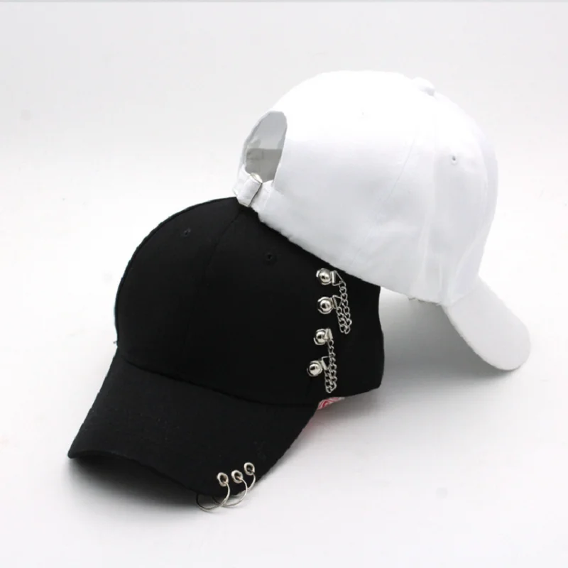 Gorra de béisbol con anillo de perforación, sombrero de papá, Punk, Hip Hop, algodón, informal, sólido, ajustable, Unisex