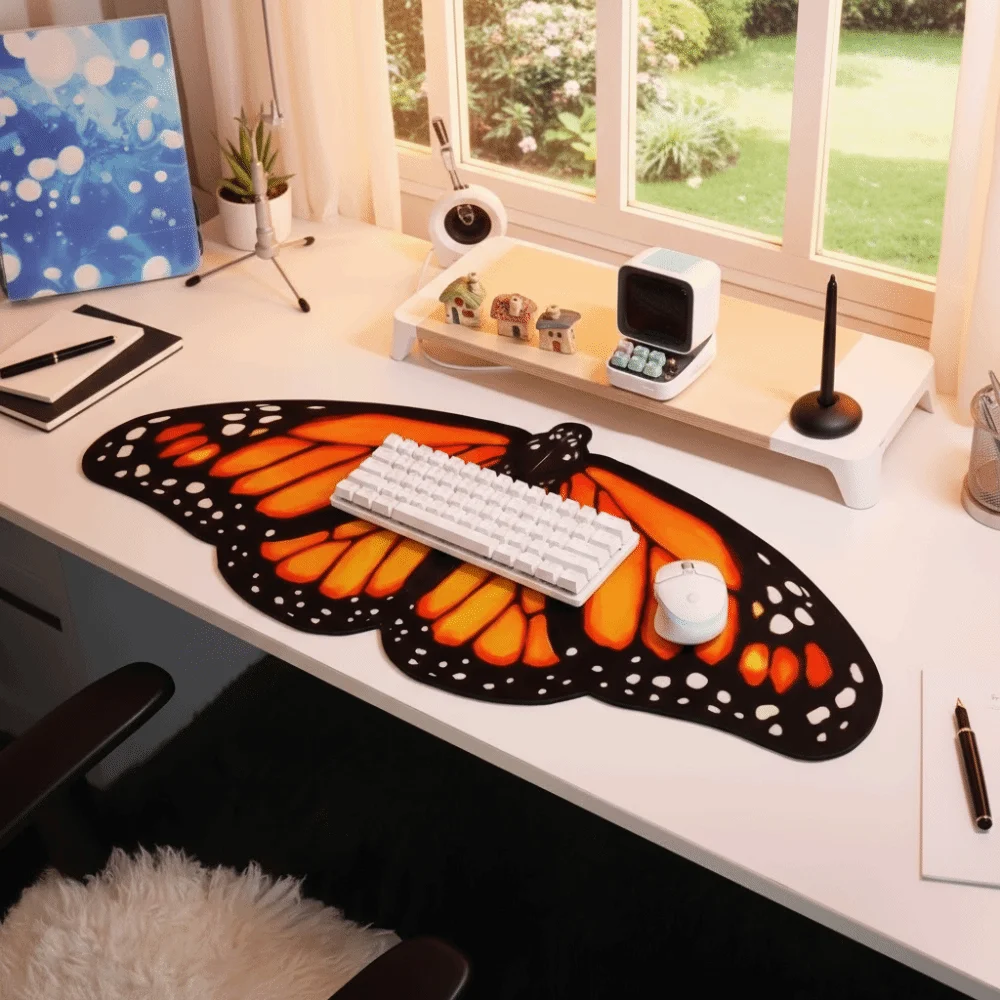Decoration Butterfly Shape Butterfly Deskmat Wear-resistant Anti Slip Laptop Desk Mat Desk Pad Home