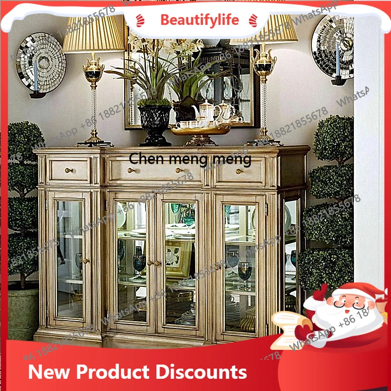 D178 d06 American countryside, solid wood foyer, entrance cabinet, French living room, modern light luxury dining side cabinet
