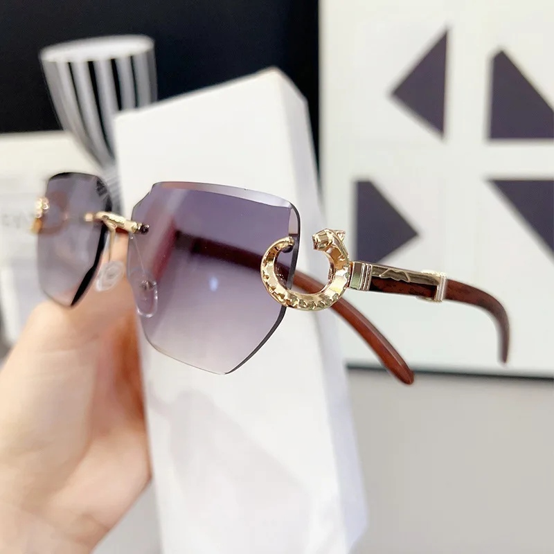 

ZXIAC Stylish Rimless Polygon Sun Glasses Women Luxury Designer Cutting Gradient Lens Shades Men Vintage Shopping Sunglasses UV