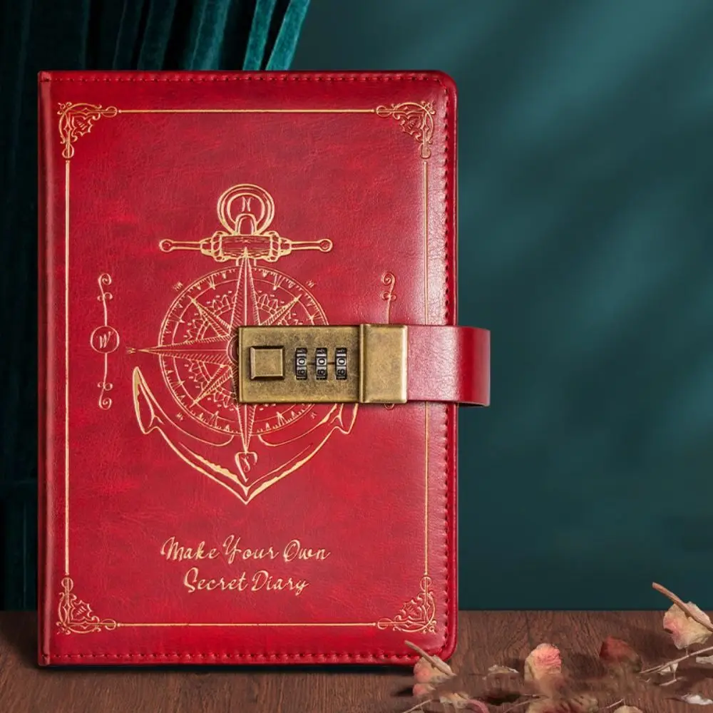 Unique Stationery Password Notebook Diary Book Protecting Secrets A5 Notebook with Lock Smooth Retro Travelers Journal Writing