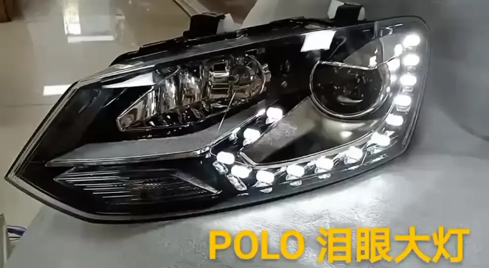 Auto cars LED headlight tear drop light for VW POLO  GTI 10-17 used for modified cars POLO D2H with red or white line