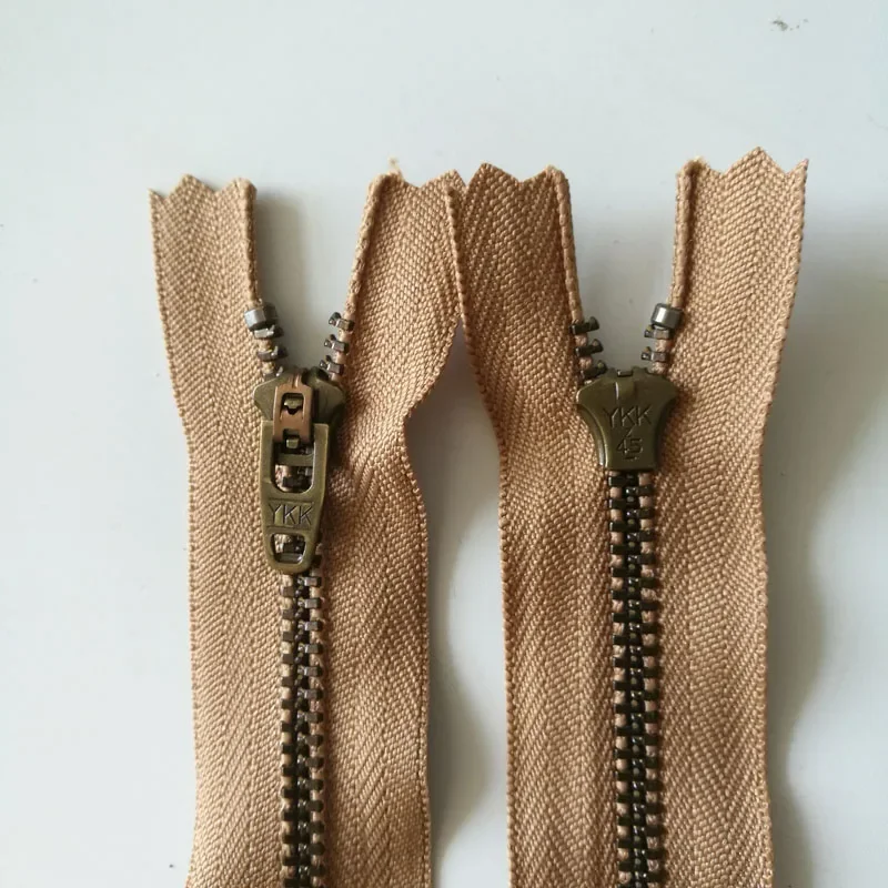 50pcs/Lot Ykk Metal Zipper 3# 15cm Close End YG Copper Beige Camel Pants Jeans Repair Tailor Sewing Accessories