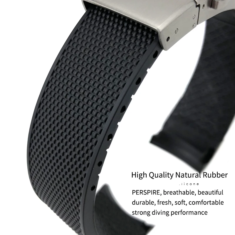 21mm Rubber Silicone Watch Strap Waterproof Watchband for Longines master Conquest HydroConquest L3 Black Accessories