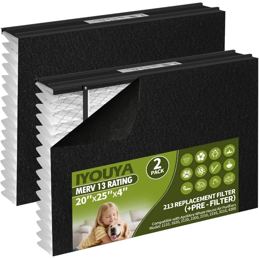 

2 Pack 213 Replacement Filter Compatible with AprilAire Whole House Air Purifiers 1210 1620 2120 2200 2210 2216 3210 420