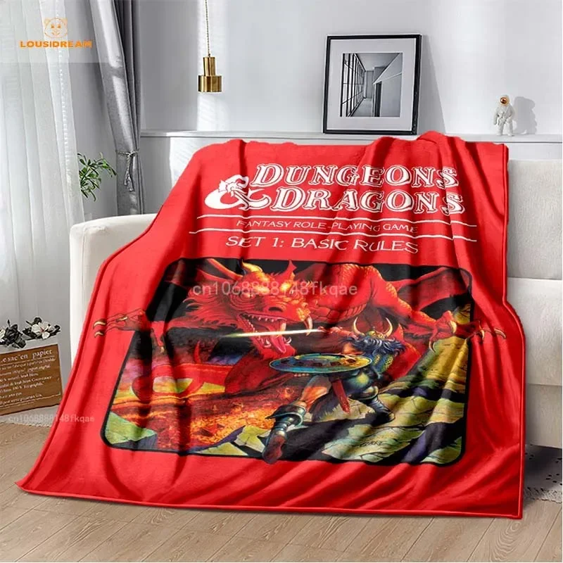 DND D&D Blanket Dragon Throw Blanket Soft Warm Cozy Flannel Vintage Throw for Bedding Decor Bedroom Gifts