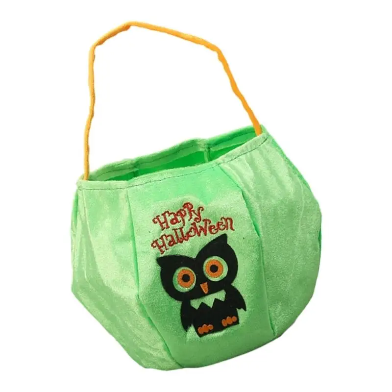 E8BD موسم الأعياد المخملية حقيبة الحلوى المتضخم تصميم اليقطين حفلة موسمية ملحق حفلة أساسية لجمع الحلوى #4