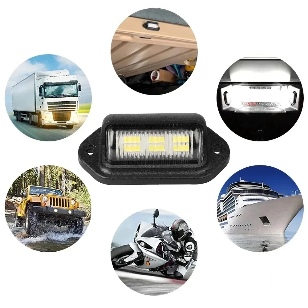 Luce targa super luminosa a 6 LED da 2 pezzi, lampada con etichetta bianca di facile installazione per rimorchio per camion SUV RV