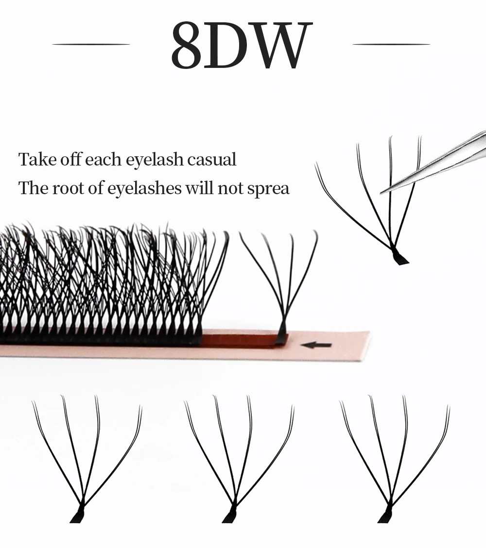Goddess YY W-förmige Wimpern 2D 3D 4D 5D 6D 7D 8D Automatisch blühende vorgefertigte Fächerwimpern Extensions Natürliche Einzelwimpern – Detail 10