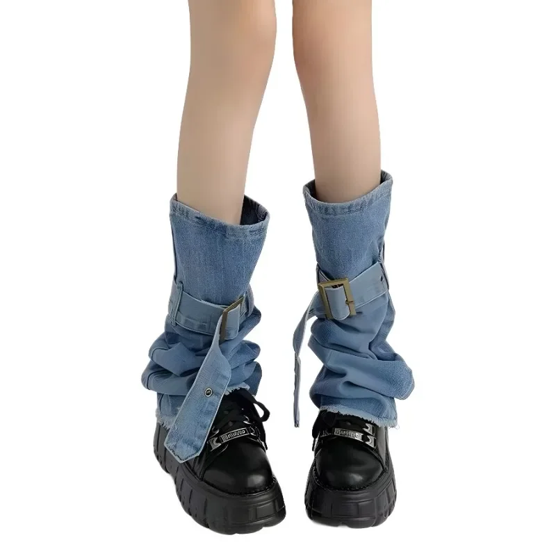 Y2k Cowboy Leg Cover Spicy Girl Denim Leg Covers Millennium Spicy Girl Motorcycle Strap Boot Cover Fashion Leg Warmers