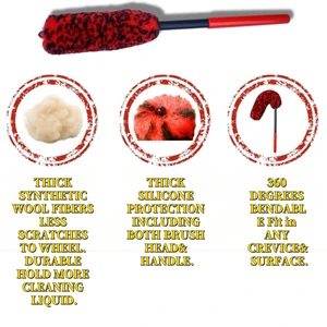 Detalles de la rueda del automóvil Cepillos Herramientas de limpieza automáticamente de lana de ruedas flexibles para el lavado de neumáticos para el automóvil Cierre fáciles de alcanzar áreas difíciles de alcanzar 10 mejores esponjas de filtro de ventas - №9