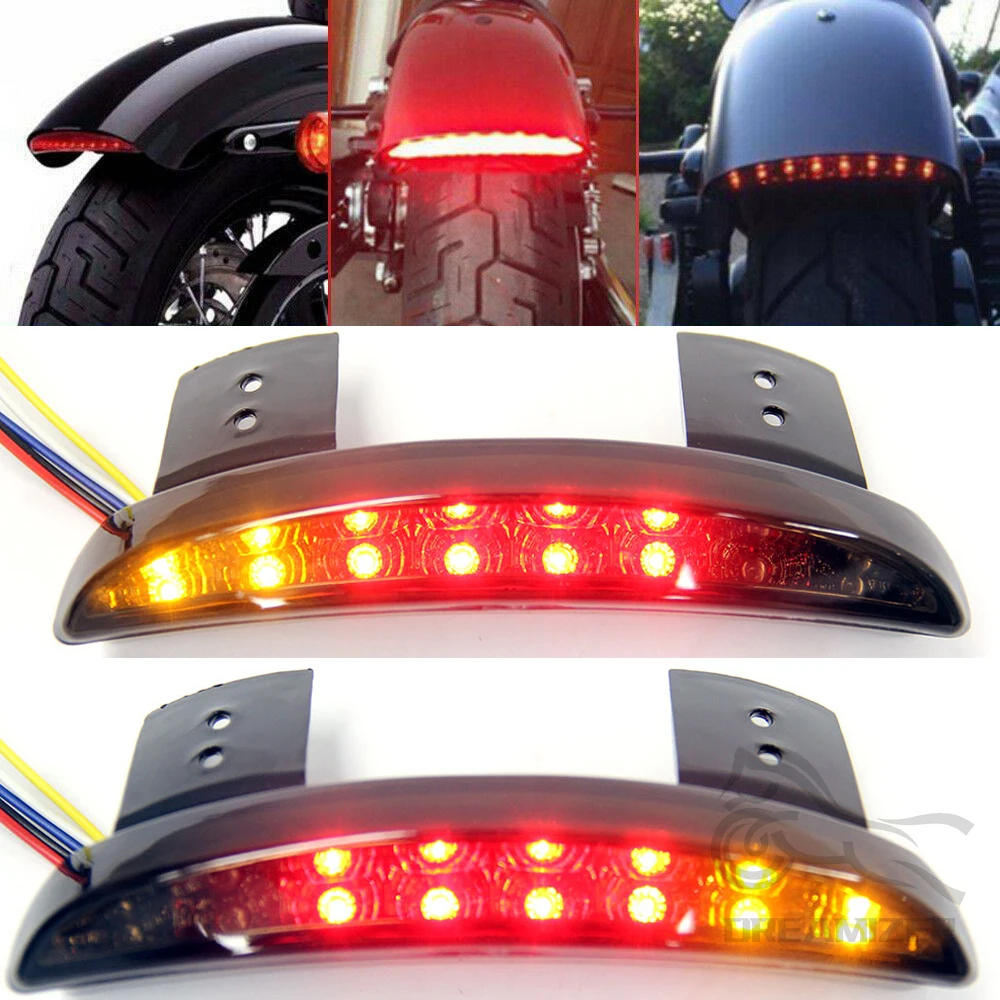 

Motorcycle Chopped Fender Edge Tail Light Amber Turn Signal LED Red Stop Brake Rear TailLight for Harley Sportster XL 883 1200