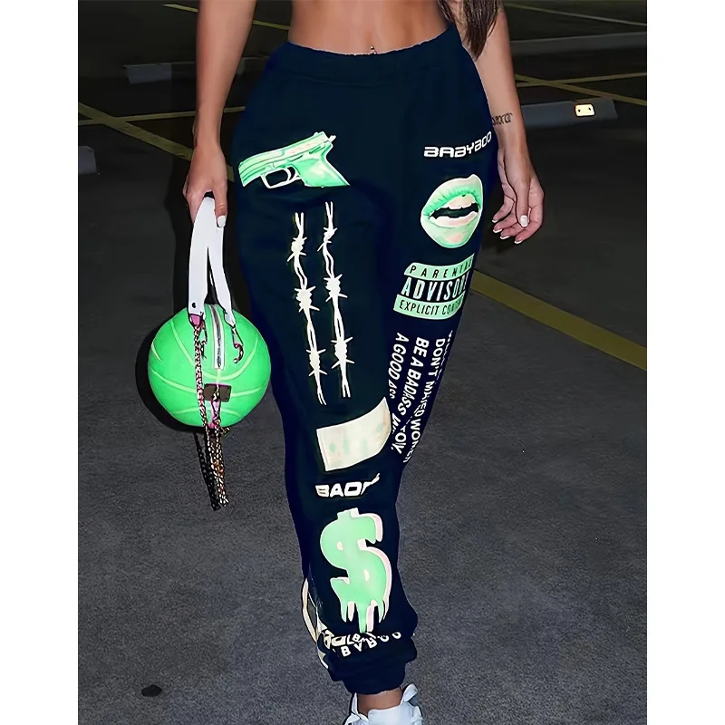 2021 New Summer Hip-hop Graphic Sweatpants Women\'s Jogger Trousers Harajuku High Waist Loose Casual Pants Sweatpants Women