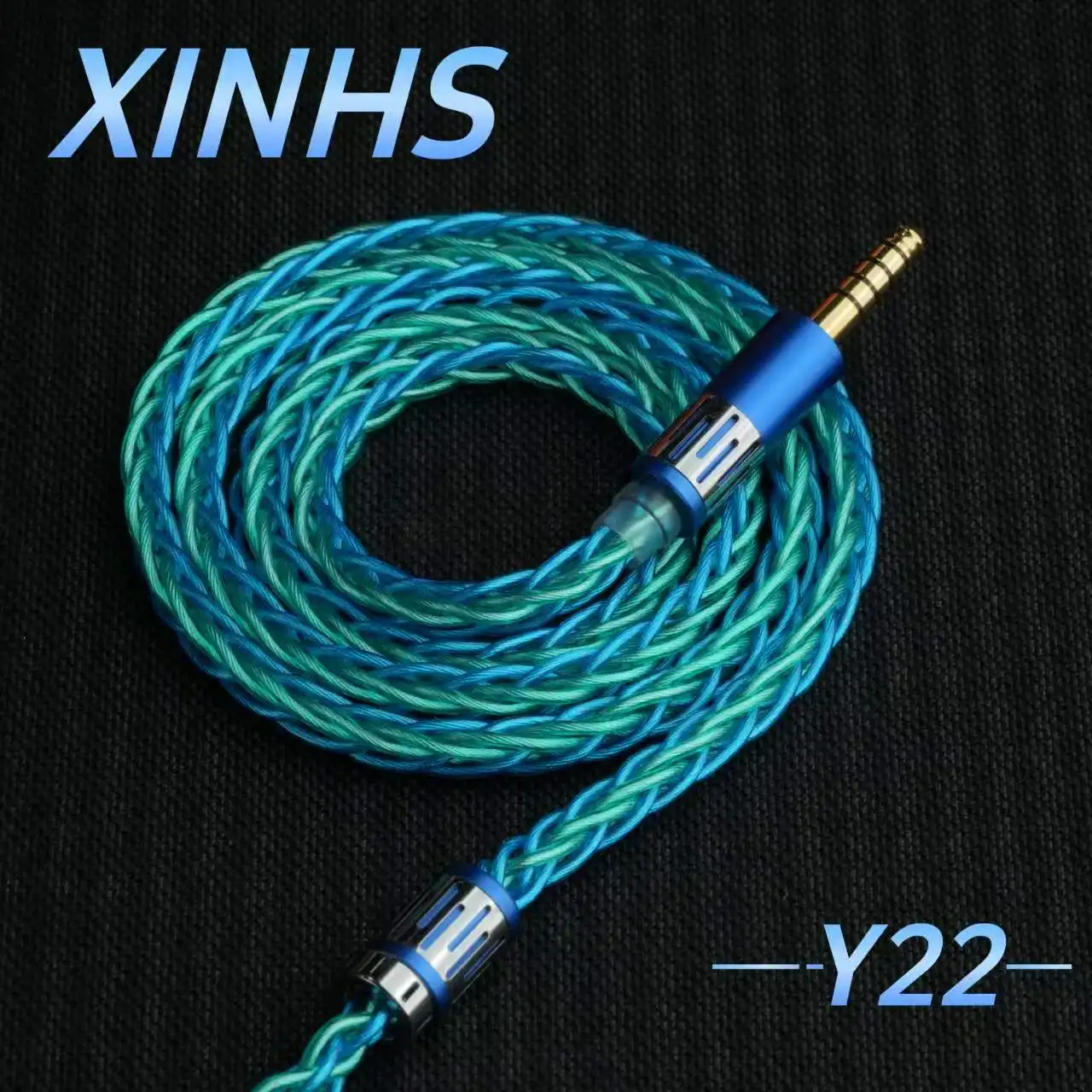 XINHS Y22 8 Core Graphene Silver Plated Copper IEM Upgrade Cable Blue Green 0.78 2pin HD650 IE900 QDC MMCX  HiFi Earphone Cable