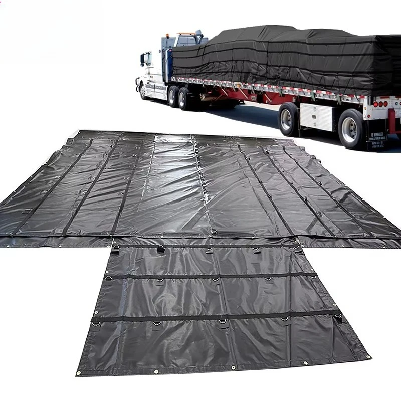 Factory wholesale 14oz 18oz tear-proof flat semi-truck wood tarp with 8 'drops 1pc 2pc 3PC custom waterproof tarp