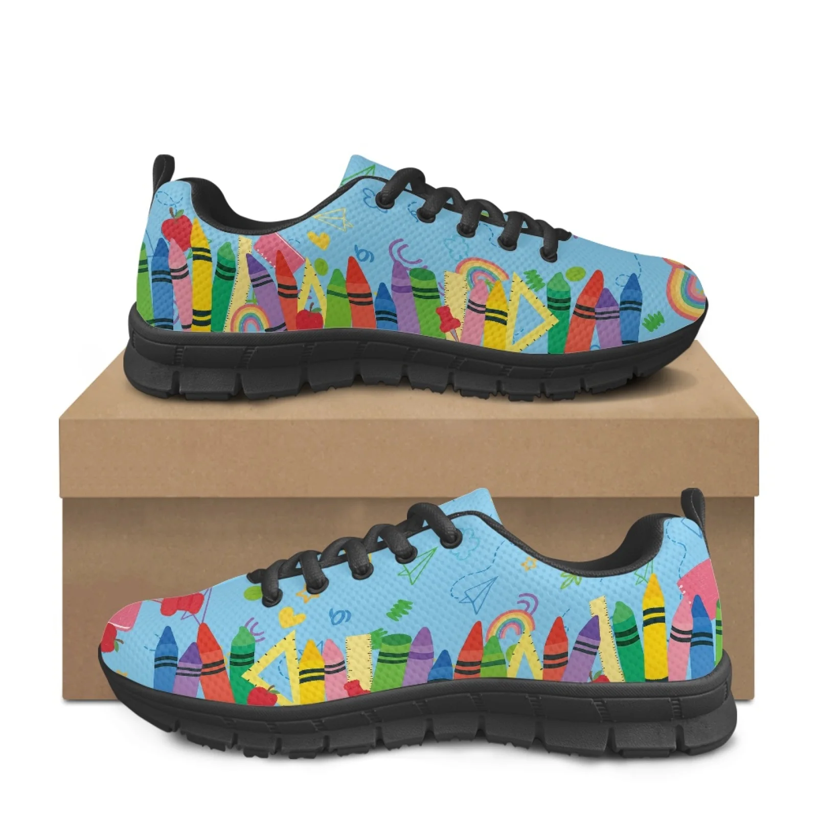 Coloranimal Crayon School Supply Men Shoes for Nurses Standing All Day Durable Soccer Sneakers for Men for Outdoor