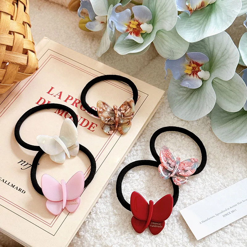 

Korean New Delicate 3.6cm Butterfly Acetic Acid Hair Tie Fashion For Elegant Girls Ponytail Hair Accessories