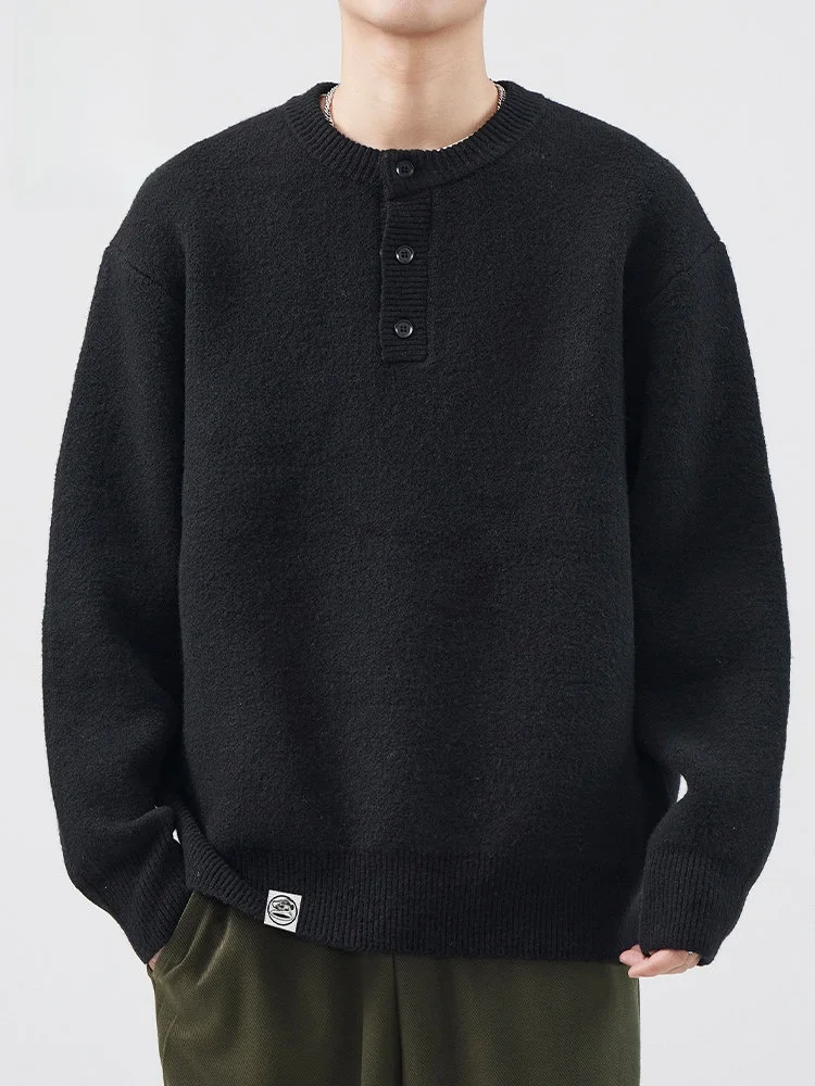 

PaulFrank M Crew Ne Pullover Knitted Sweater Large Mouth Monkey Henry Collar Loose Casual Vintage Spring Autumn Wear