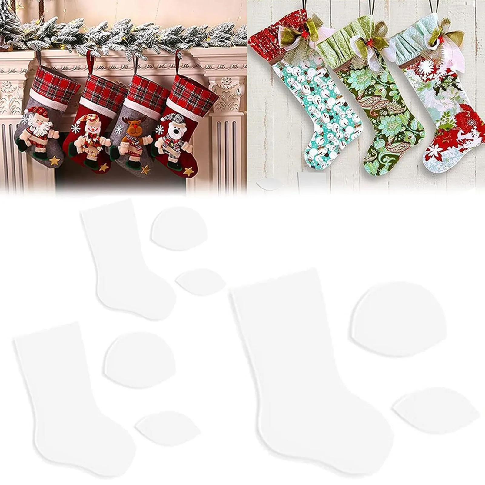Hand-made Xmas Stocking Template Set Reusable Diy Patchworks Maker Kit for Household Beginners