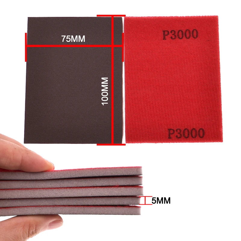 5/20/40 Pcs Sponge Sandpaper Set 75X100mm Hook and Loop Assorted 120-3000 Grits for Polishing Abrasive Tools Metal Wood Car