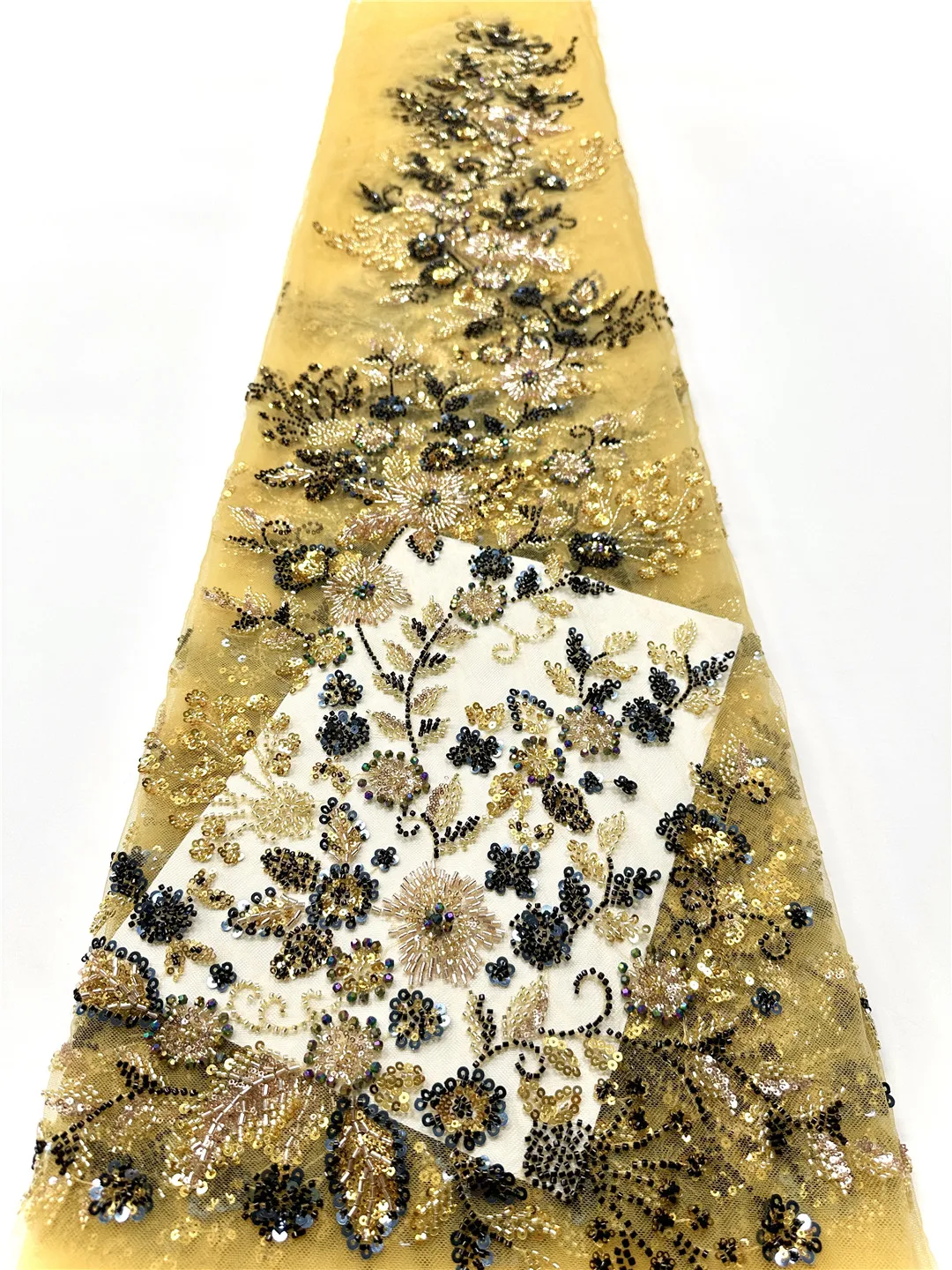 

5Yards African Sequins Lace Fabric 2024 High Quality French Nigerian Groom Beaded for Dress Sewing Wedding Party