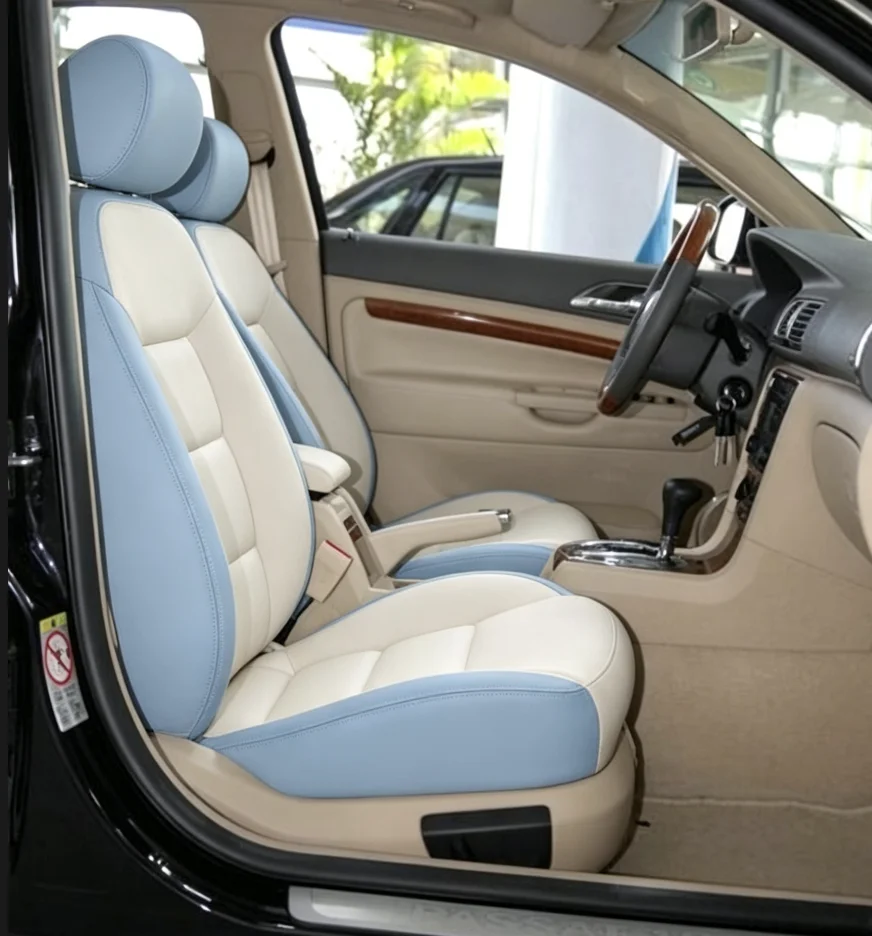 Für Passat B5 2000~2004 Maßgefertigte Autositzbezüge Luxuriöses Nappaleder 100% Passgenau Innenausstattung 360 ° Vollständige Abdeckung – Detail 6