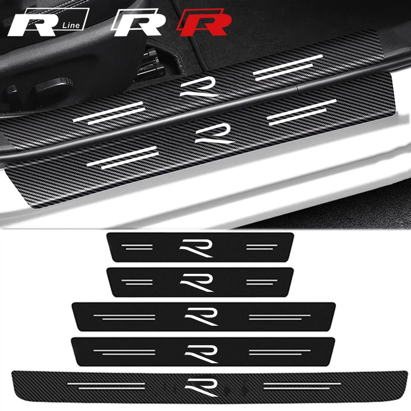 Car Threshold Tape Films Door Sill Protective Stickers for Volkswagen Rline R Logo Amarok GTD Arteon Trunk Bumper Scratch Strips