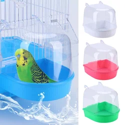 Bird Bathtub Shower Box  Plastic Case Water Bath Tub for Pet Bird Bowl Parrots Parakeet Hanging Birdbath Cage Accessories