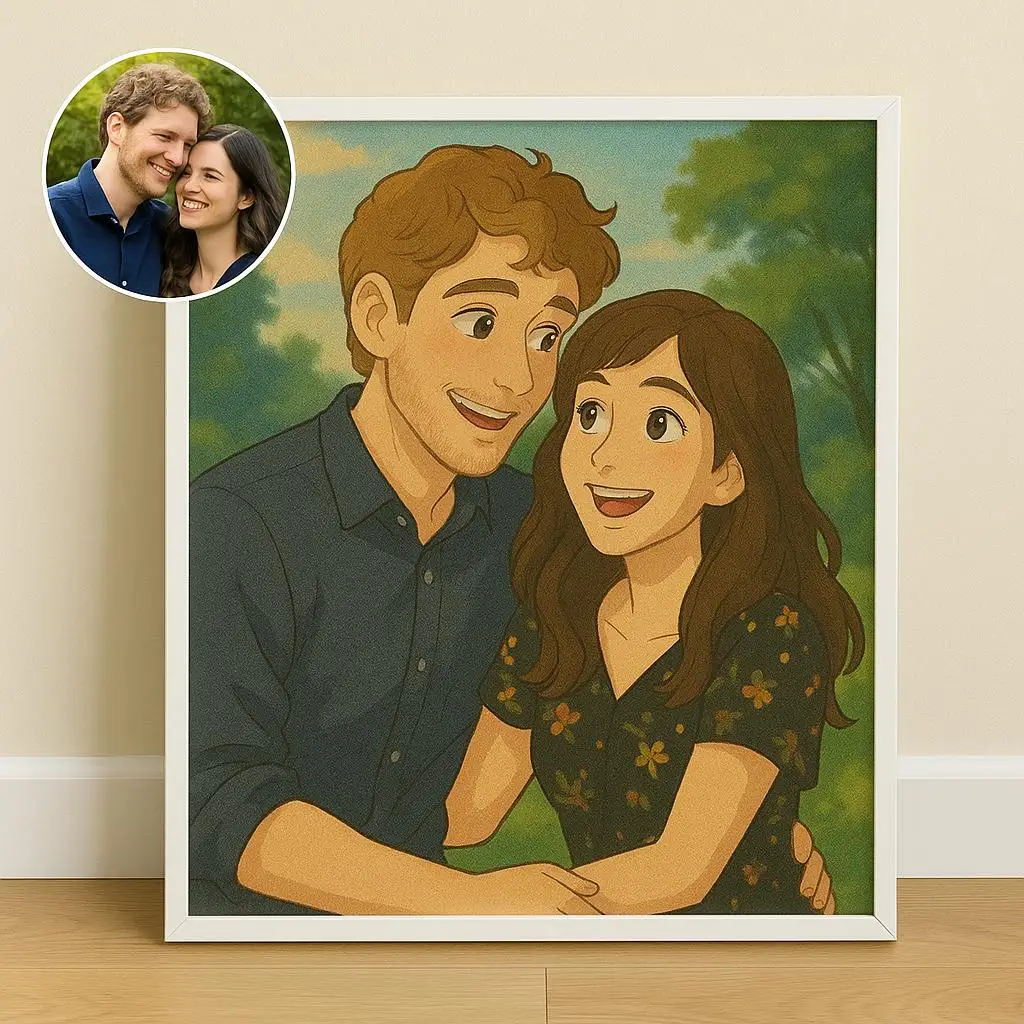 Custom Anime Illustration Ghibli Style , Manga Inspired Portrait,Whimsical Aesthetic Print,Decor Gift Portrait from Photo