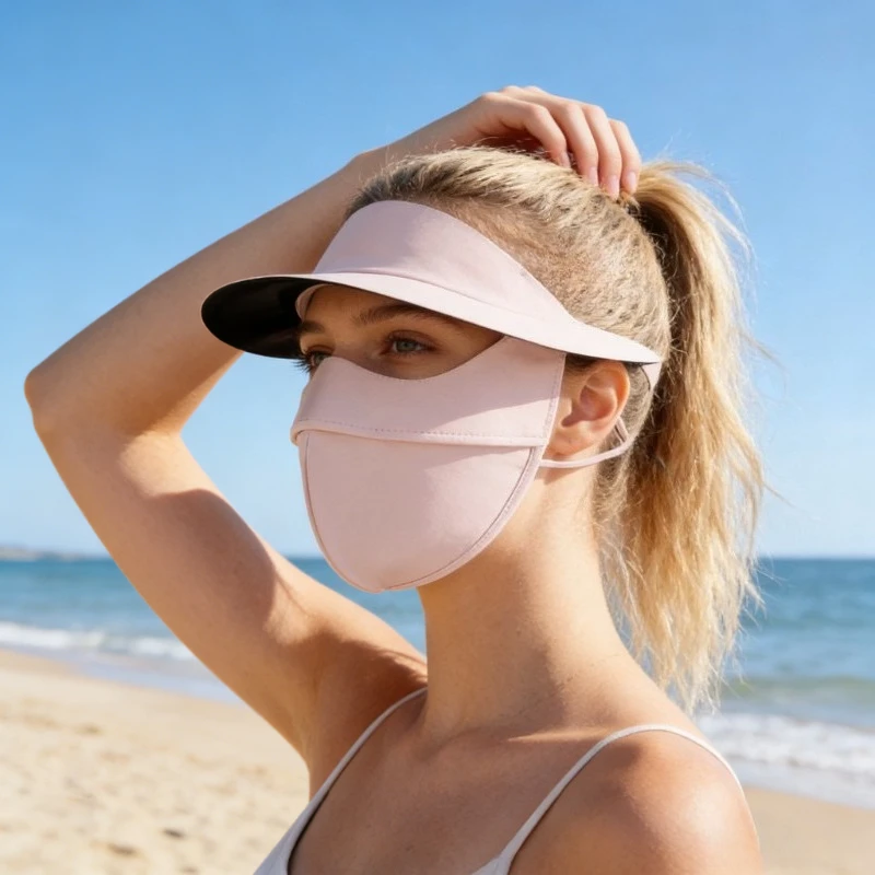 

Летняя многофункциональная солнцезащитная маска для лица с защитой для глаз, козырьком, полной защитой от УФ-излучения и материалом из ледяного шелка