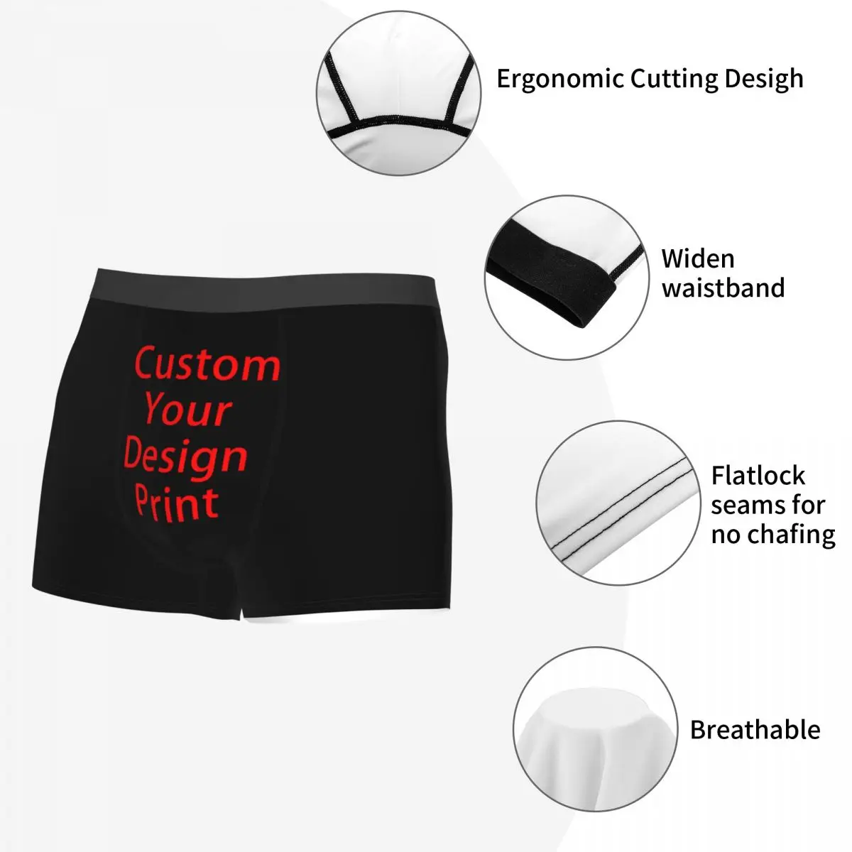 Custom Custom Your Design Underwear Men Print Customized Logo Printed Boxer Briefs Shorts Panties Soft Underpants