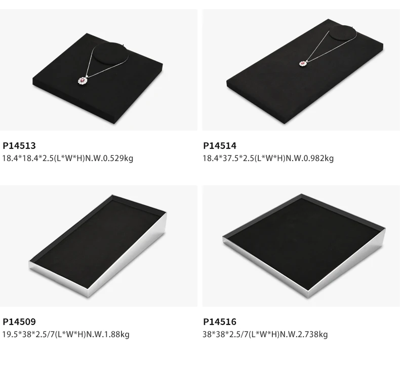 Oirlv Schwarzes Schmuck-Display-Set aus Mikrofaser für Halsketten, Ringe und Ohrringe, Kombinierbare Metall-Schmuck-Display-Tabletts für Geschäfte – Detail 11