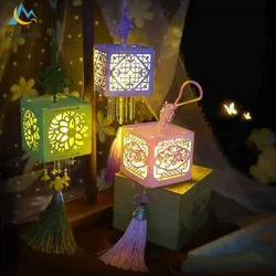 Modern Assemble Wood Butterfly Lotus LED Chandelier Bedroom Study Bedside Night Lamp Living Room Decor Peach Blossom Night Light