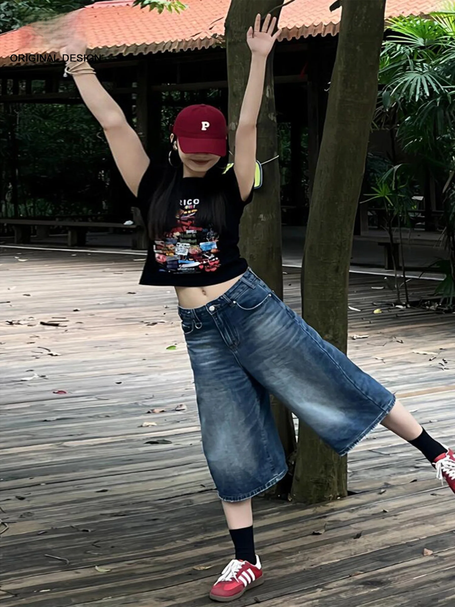 

Джинсы прямого кроя в американском ретро-стиле для женщин: свободные, широкие, с высокой талией, повседневные, весна-лето, новинка