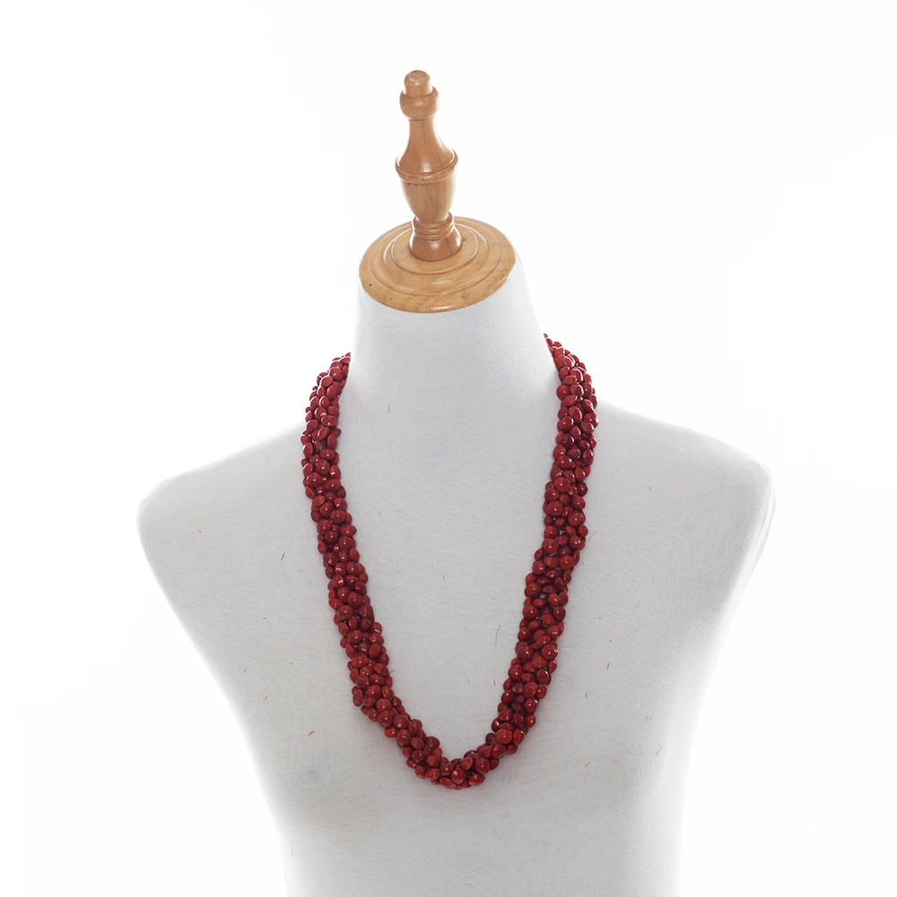 Hula Dance Girl Hawaiian Fashion Jewellery Hawaiian Arcylic Bodhi Necklace Red Beads Acacia Beans Kukui Leis False Wiliwil Lei